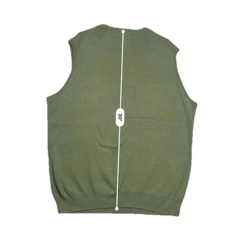 POLO RALPH LAUREN 100% Pima Cotton Sweater Vest‎ Men’s XLT Green V-Neck Red Pony